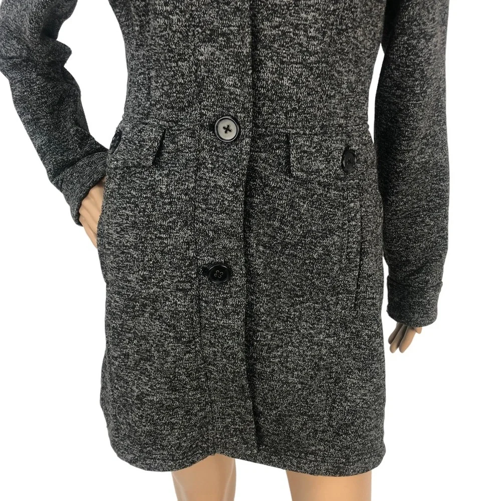Weatherproof Gray Marled Knit Button Up Peacoat‎ Sweater Midi Jacket Small